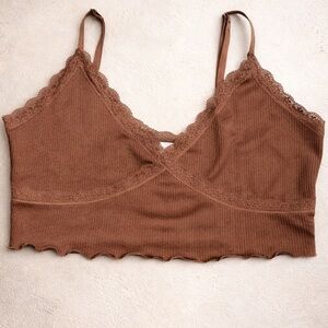 H&M Lace Trim Brown Bralette size XL